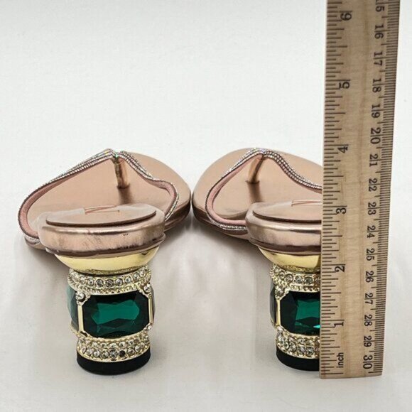 Champagne Crystal Heel Sandals Flip Flops Open Toe Daily Wearing Slippers - Picture 5 of 8